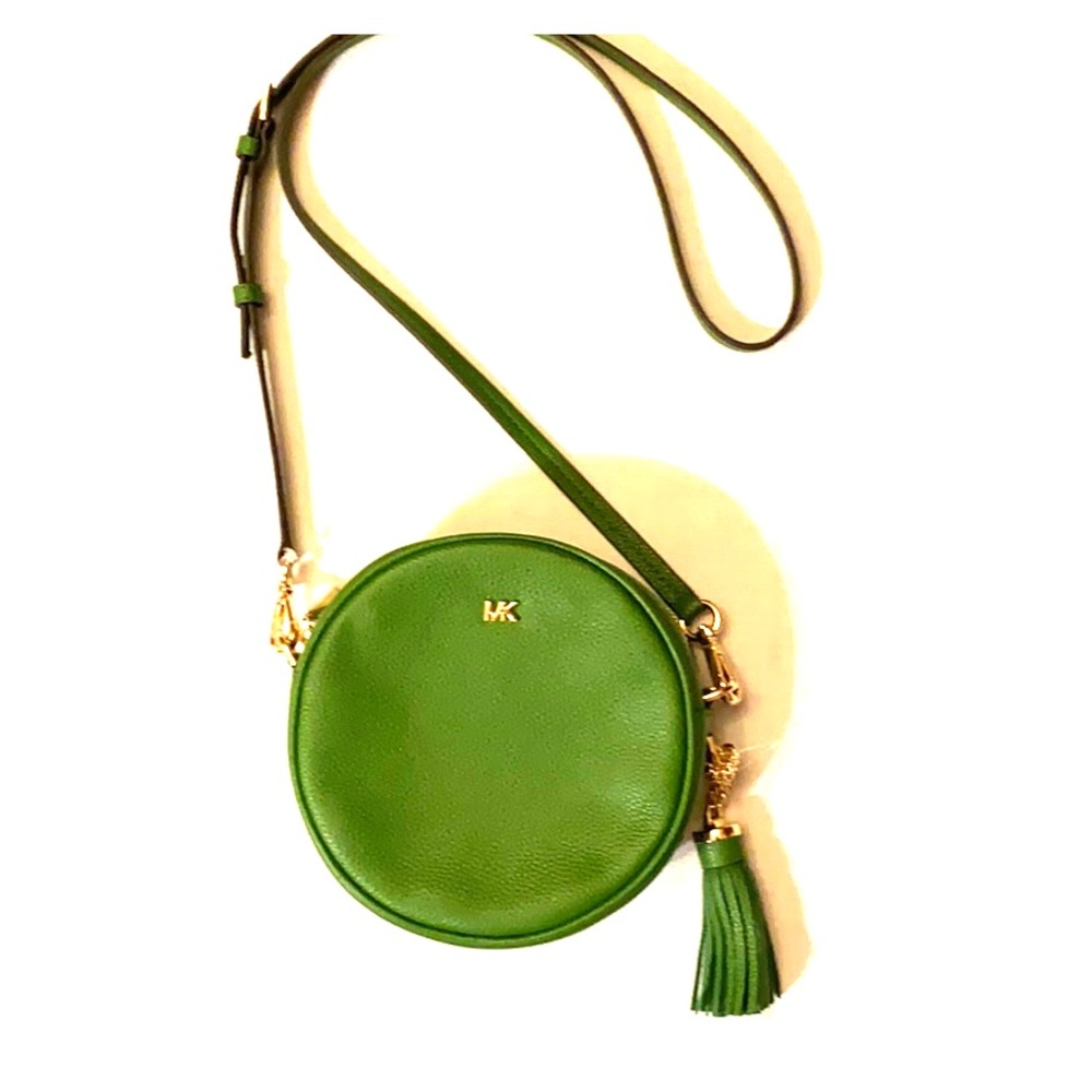 NEW MICHAEL KORS CANTIN STYLE GREEN PEBBLED LEATHER CROSSBODY BAG CLUTCH BAG GHW - Picture 10 of 10